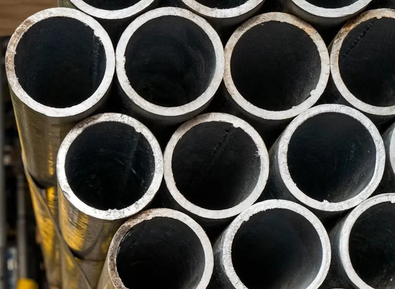 Steel pipe manufacturing facility with industrial equipment